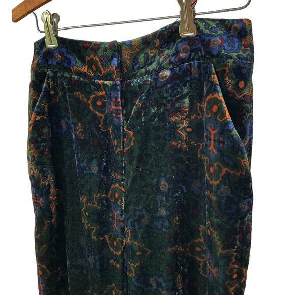 Veronica Beard Lebone Velvet Flare Pants green multi 2 - Picture 1 of 9